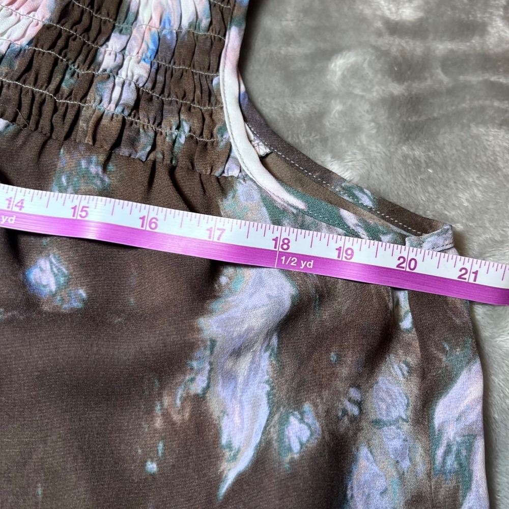 Simply Vera Vera Wang Womens Size Large Tie Neck Top Smocked Sleeveless Tie Dye - Picture 8 of 16